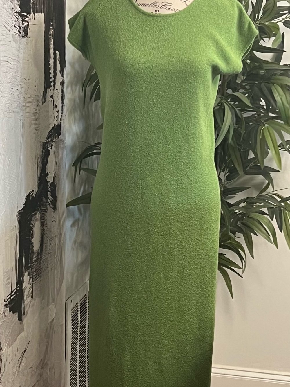 Zara Green Scoop Neck Knit Maxi Dress